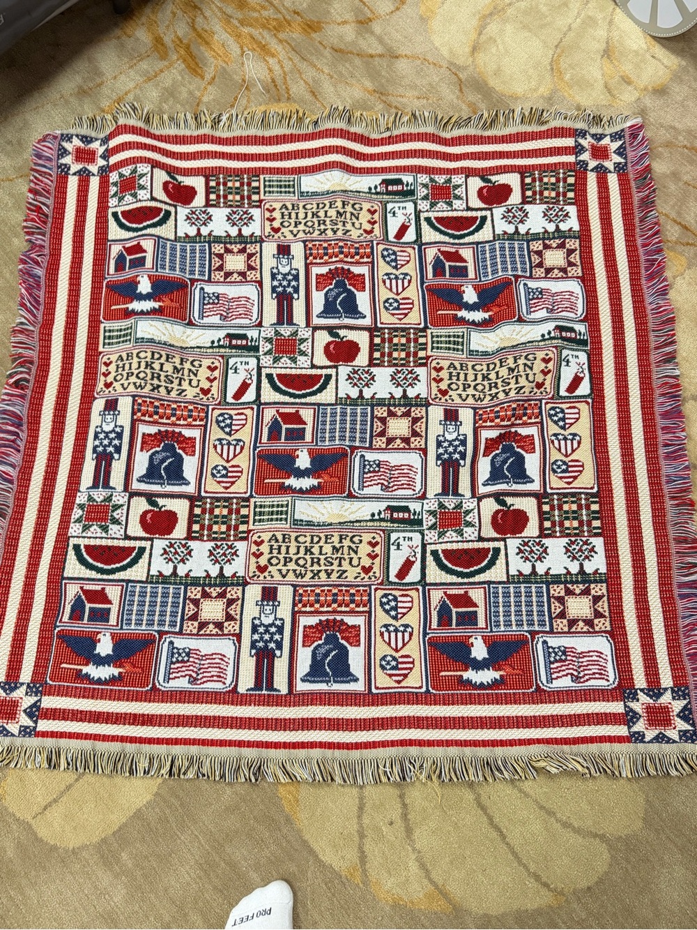 Patriotic Red, White & Blue Woven Throw Blanket - Home Holiday